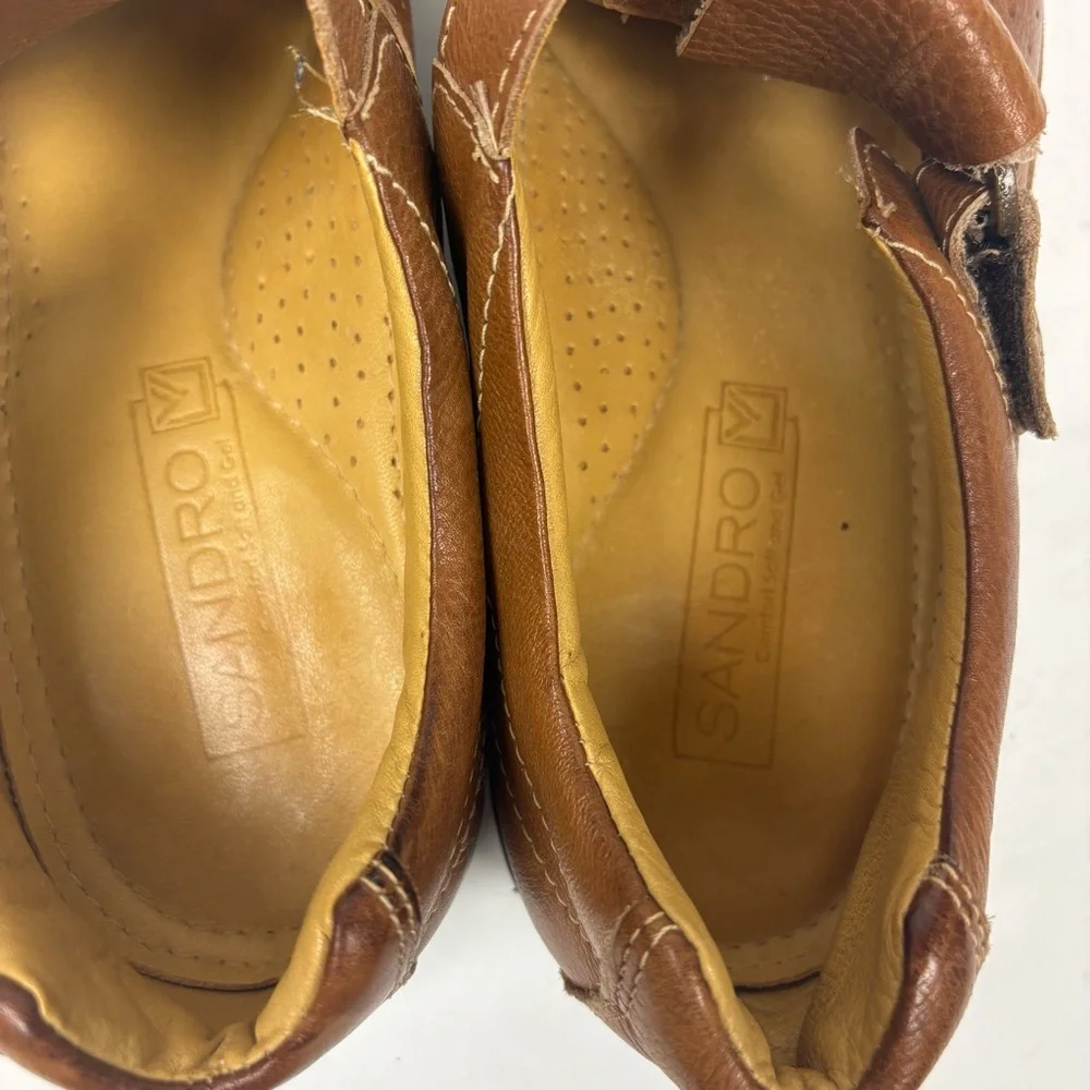 Sandro Tan Brown Leather Fisherman Sandals Comfort And Gel Mens size 9.5 D